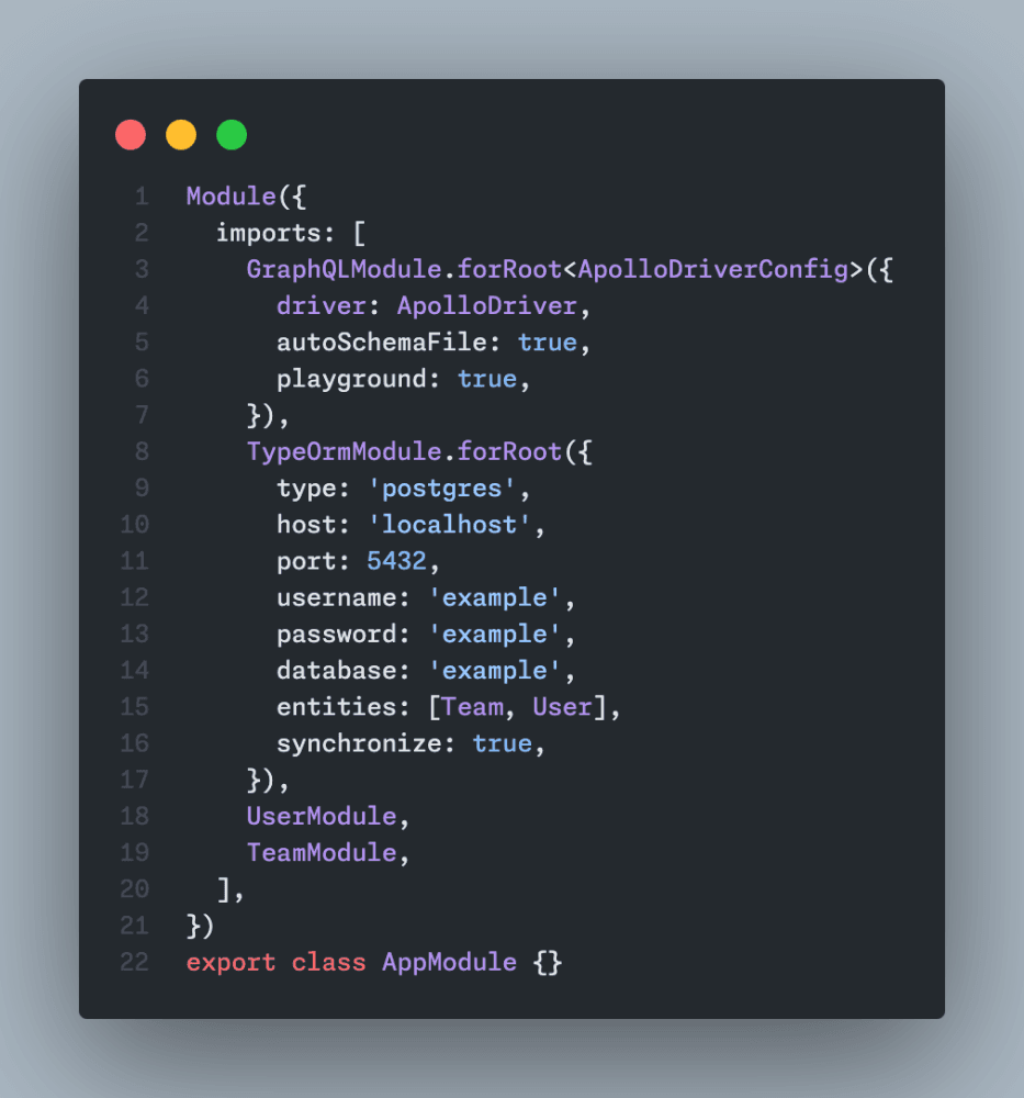 Exemplo de configuração GraphQL