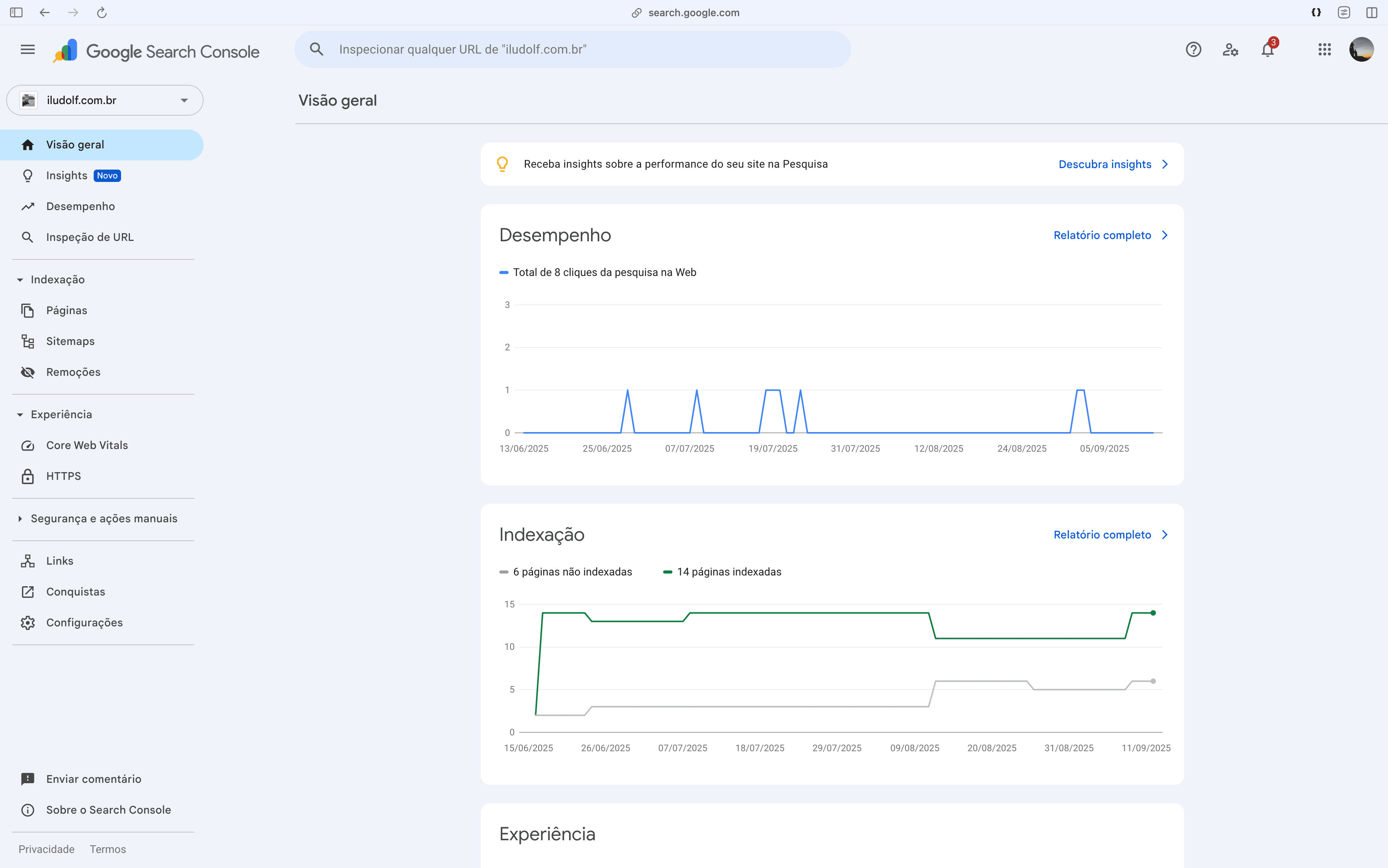Banner sobre Google Search Console